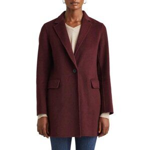 Lauren Ralph Lauren Double Face Wool Blend Coat In Pinot Noir Size 1X